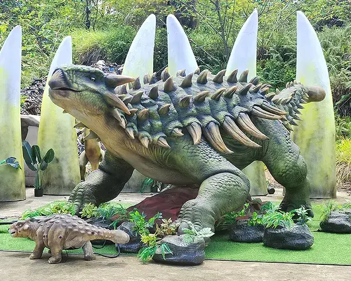 Anquilosaurio animatrónico, una de las figuras que suministramos para exposiciones — dinosaurios en Alicante