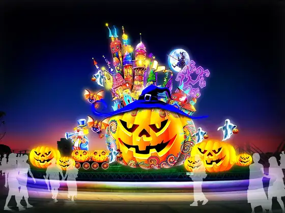 Castillo de calabazas luminoso LED