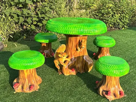 Conjunto de mesa y sillas tronco