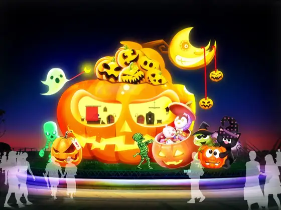 Escena de calabazas luminosa LED