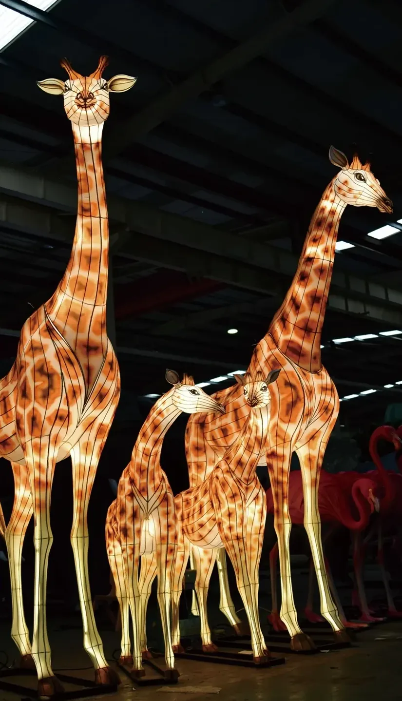 Jirafas luminosas LED adultas y cría