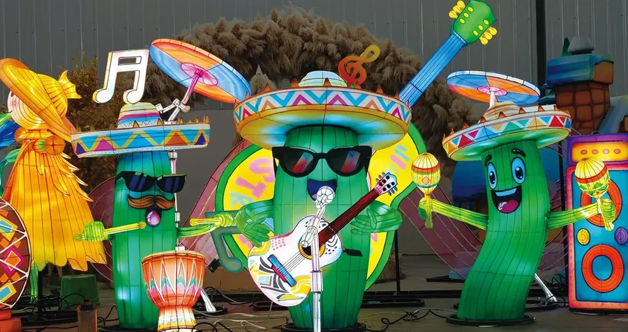 Escena luminosa LED de insectos músicos con sus instrumentos