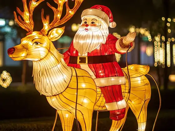 Papá Noel con renos luminoso LED