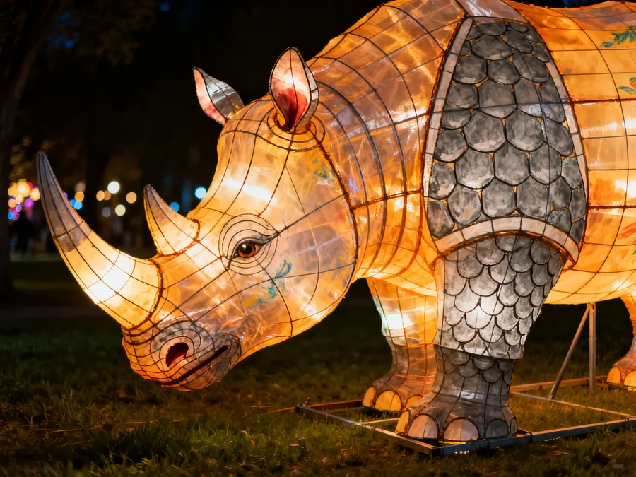 Rinoceronte luminoso LED a tamaño real