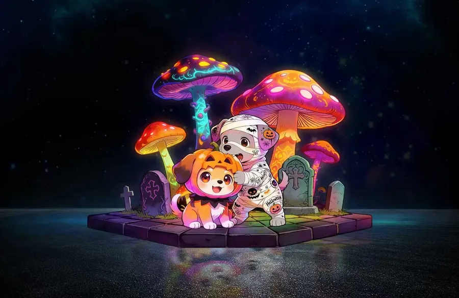 Setas luminosas LED de colores en una escena nocturna