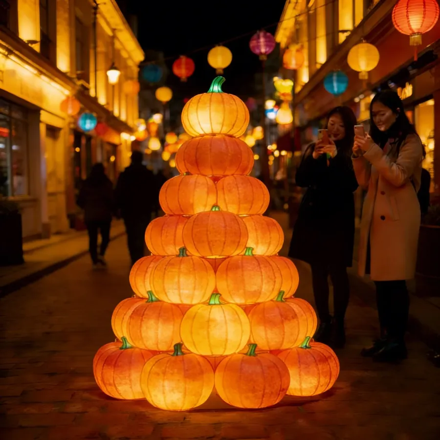 Torre de calabazas luminosa LED