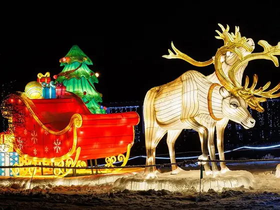 Trineo de Papá Noel con renos luminoso LED